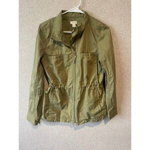 J.Crew Olive Green Utility Jacket‎ Drawstring Waist Military Style Small